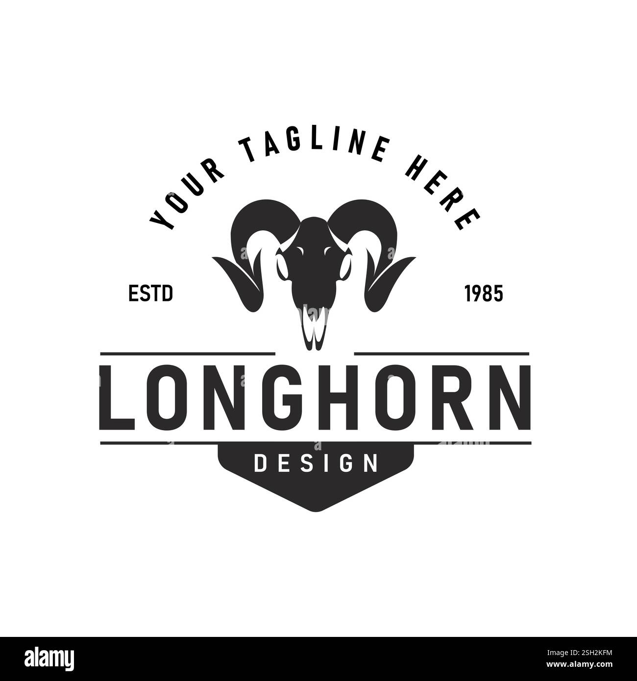 Vintage Logo Design Texas Long Horn Landschaft Stier Illustration Vorlage Stock Vektor