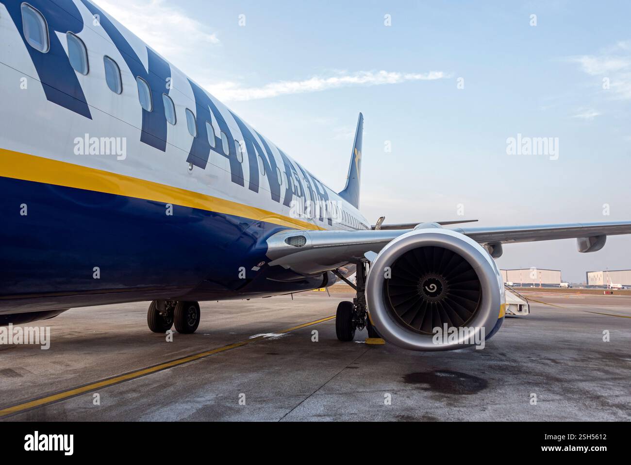 Flughafenszenen. Flughafen Bergamo, Italien Stockfoto