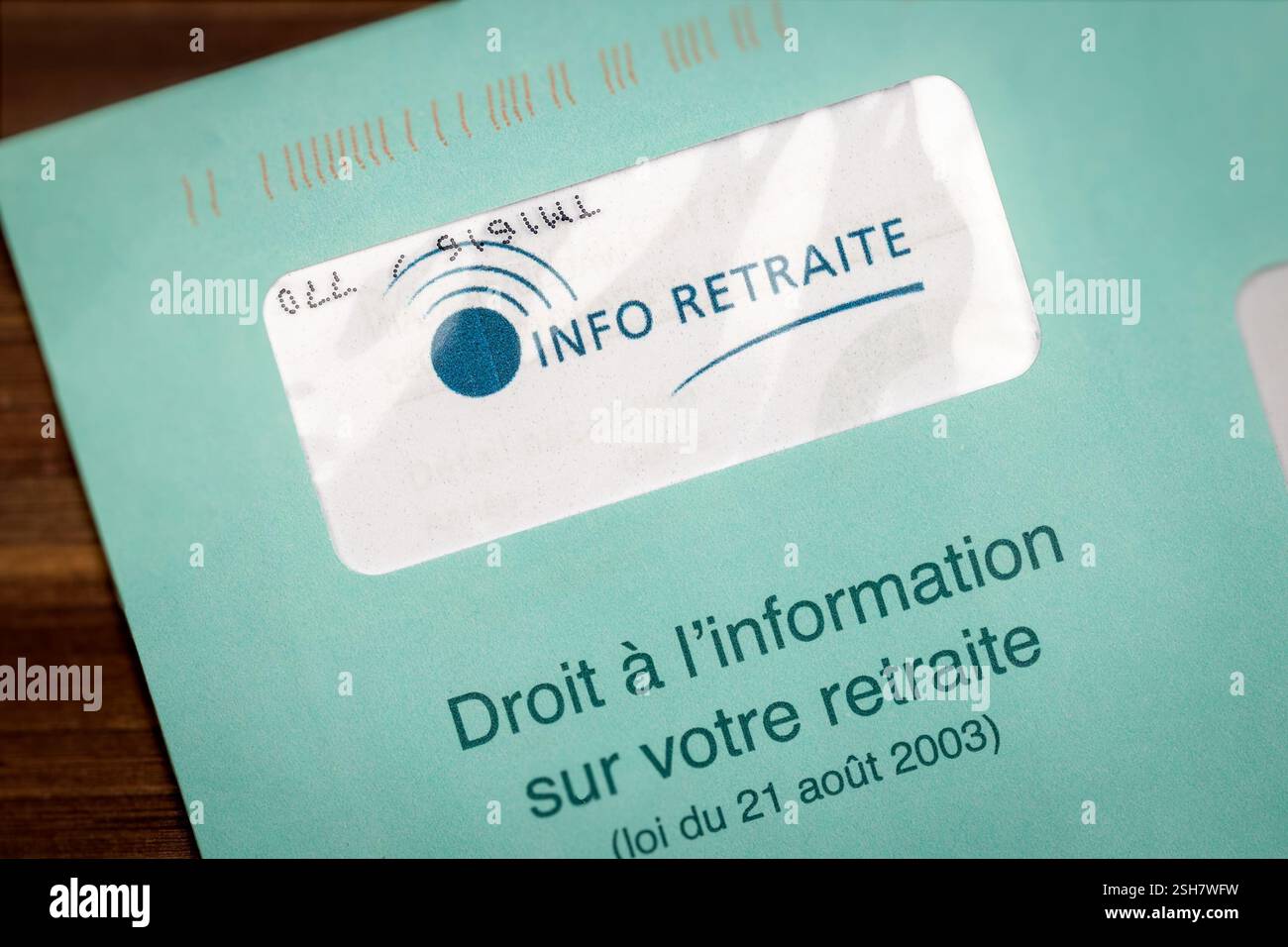 Informationsschreiben über den Ruhestand in Frankreich Stockfoto