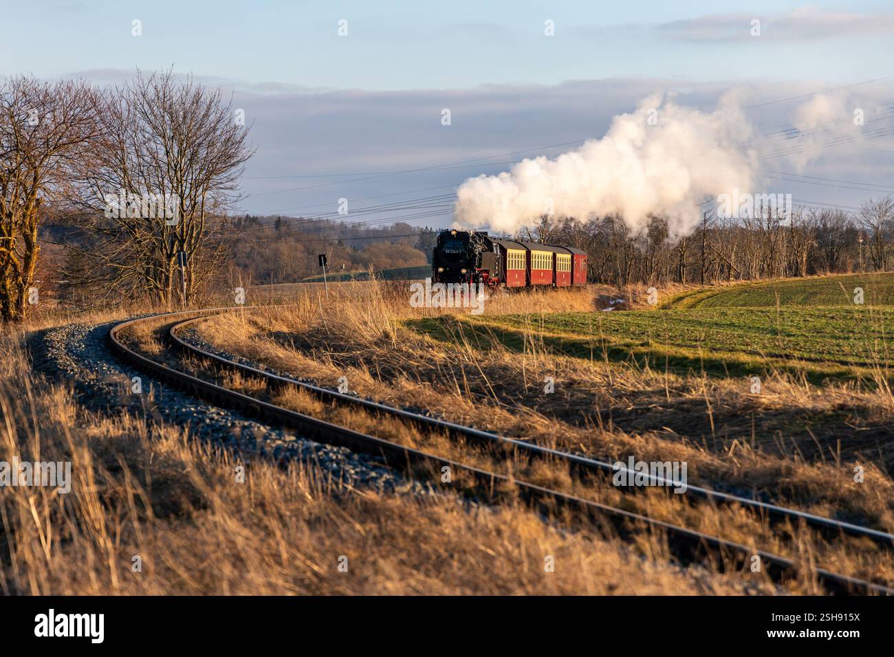 Harzer Schmalspurbahn bei Hasselfelde im Harz historische Eisenbahn Stockfoto