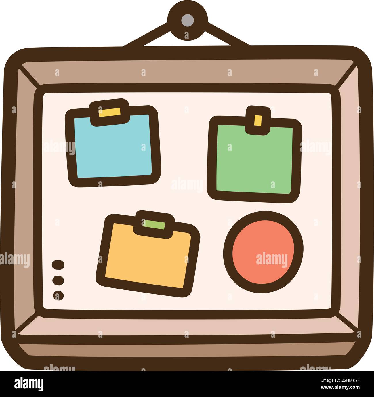 Notizboard Vektor Kritzelillustration und Grafik. Teil der Geschäfts- und Bürokategorie. Stock Vektor