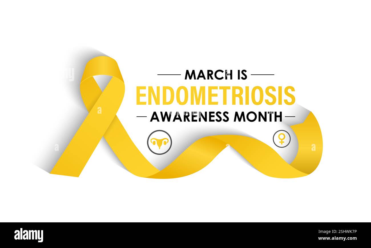 Der Monat Endometriose Awareness wird jedes Jahr im März beobachtet, um das Bewusstsein für Endometriose zu schärfen, eine chronische und oft schmerzhafte Erkrankung. Chronisch. Stock Vektor