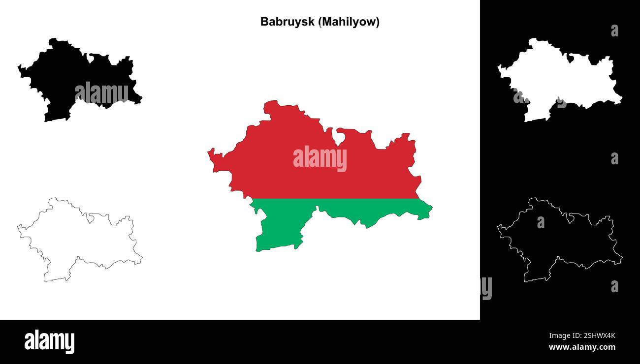 Babruysk Bezirk Umrisskarte Set Stock Vektor