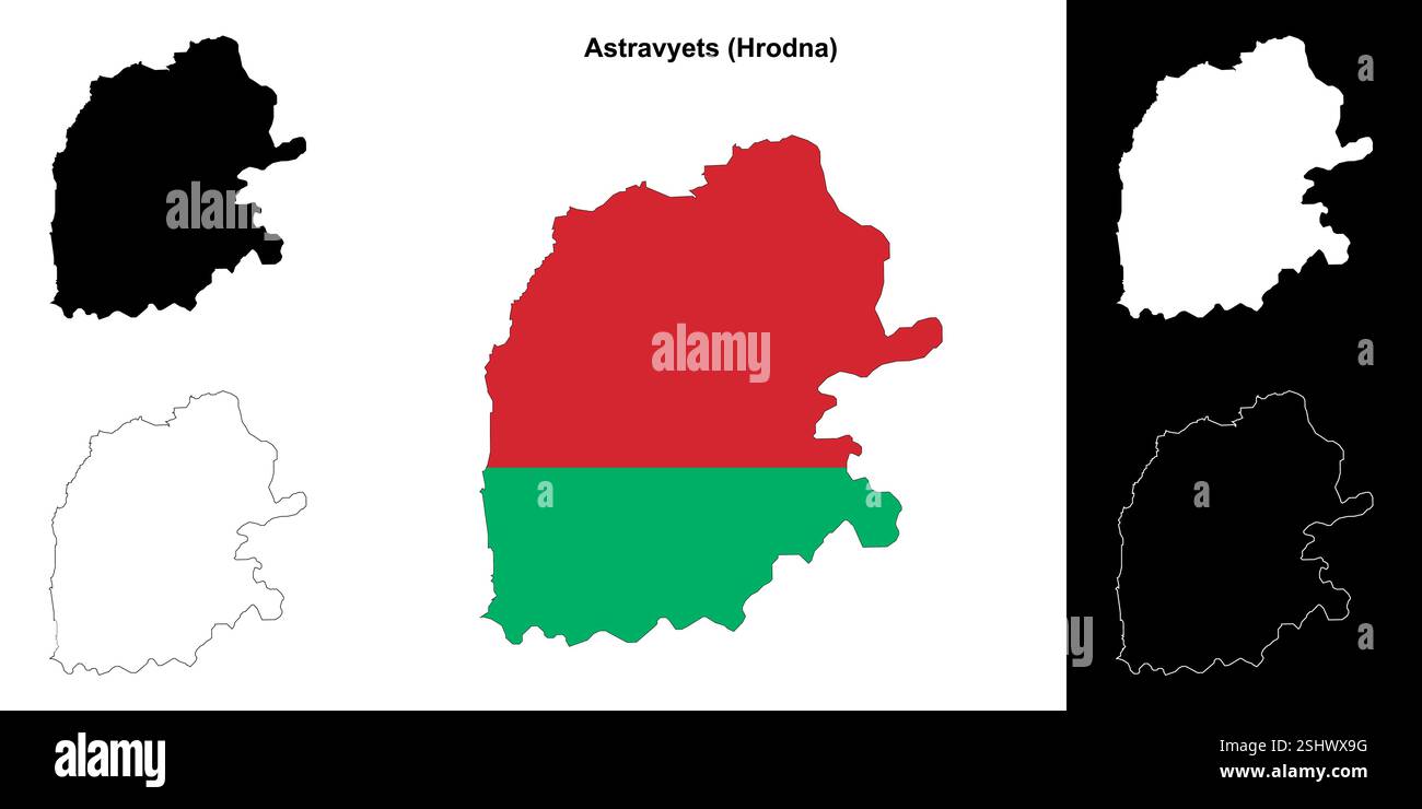 Astravyets Bezirk Umrisskarte Set Stock Vektor