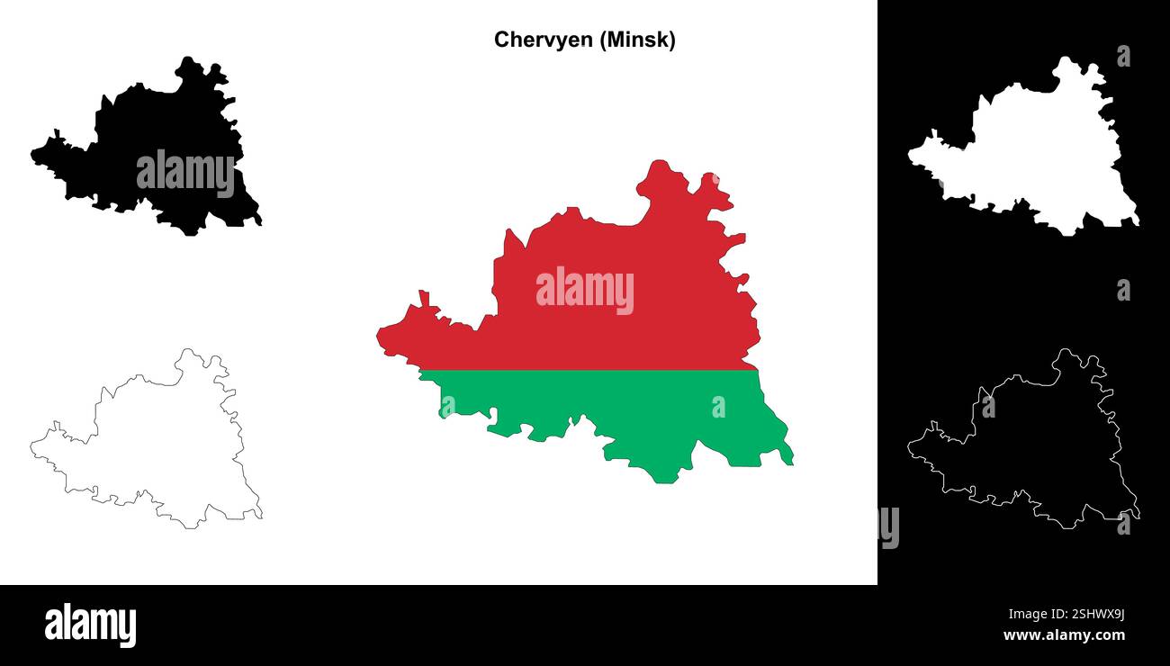 Chervyen Bezirk Umrisskarte Set Stock Vektor