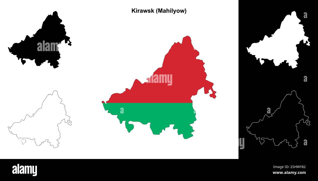 Kirawsk Bezirk Umrisskarte Set Stock Vektor