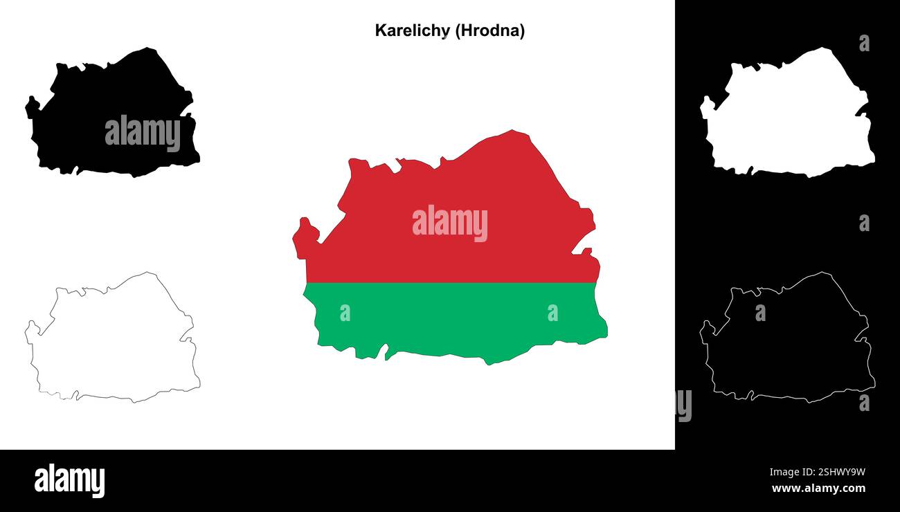 Karelichy Bezirk Umrisskarte Set Stock Vektor