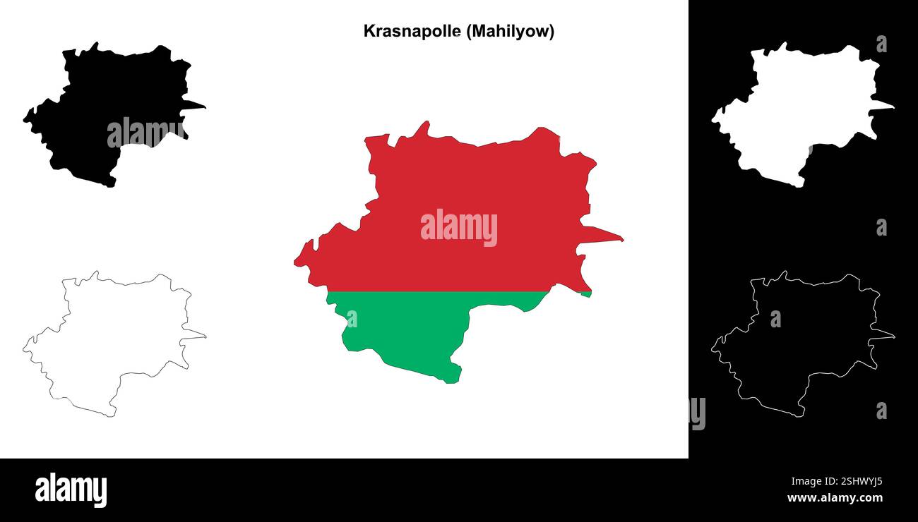 Krasnapolle Bezirk Umrisskarten Set Stock Vektor