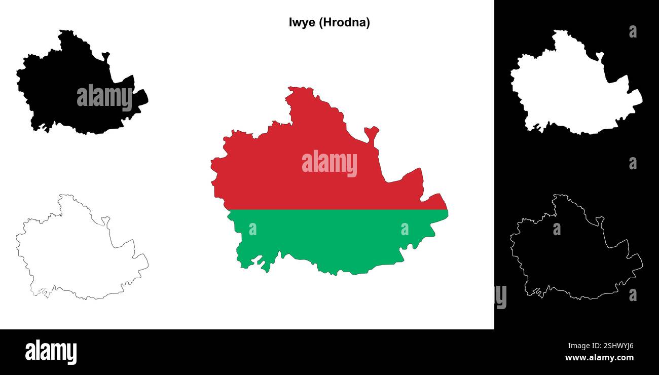 Iwye Bezirk Umrisskarte Set Stock Vektor