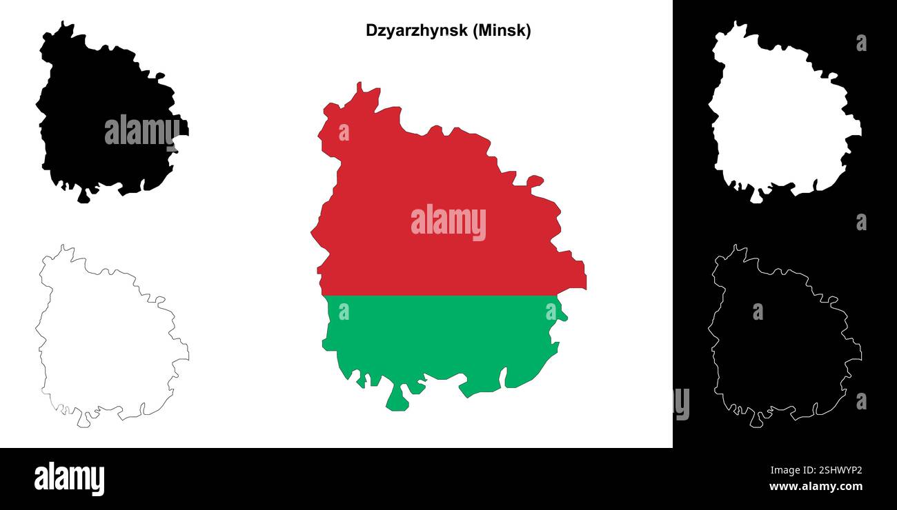Dzyarzhynsk Bezirk Umrisskarte Set Stock Vektor