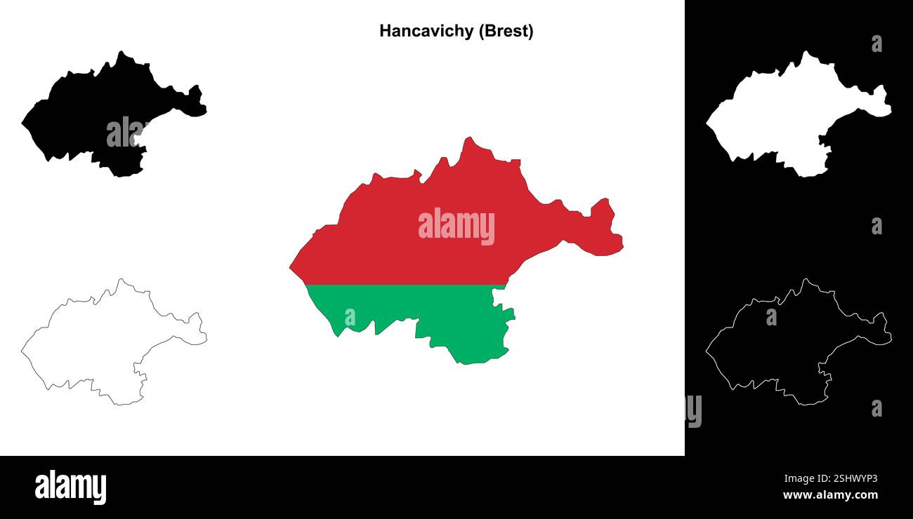 Hancavichy Bezirk Umrisskarte Set Stock Vektor