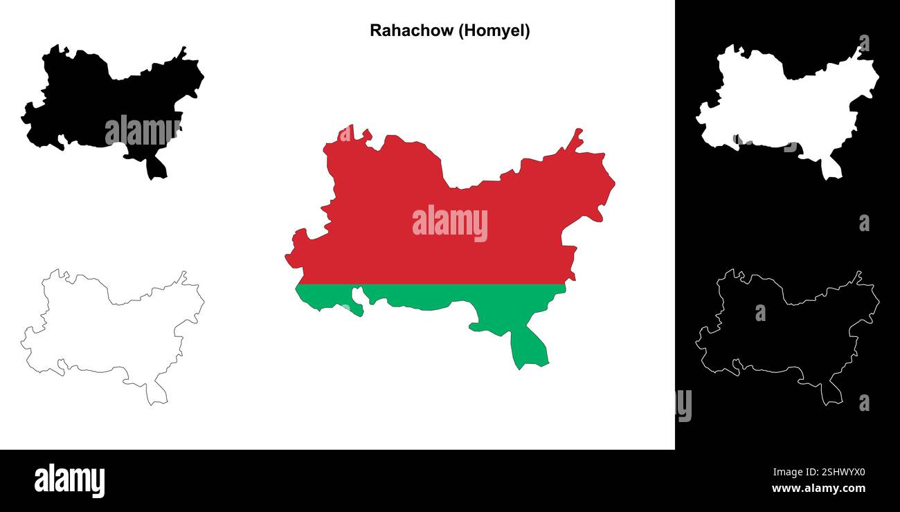 Rahachow Bezirk Umrisskarte Set Stock Vektor