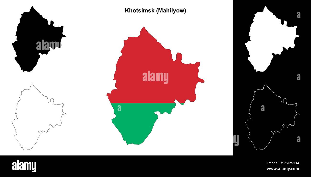 Khotsimsk Bezirk Umrisskarte Set Stock Vektor