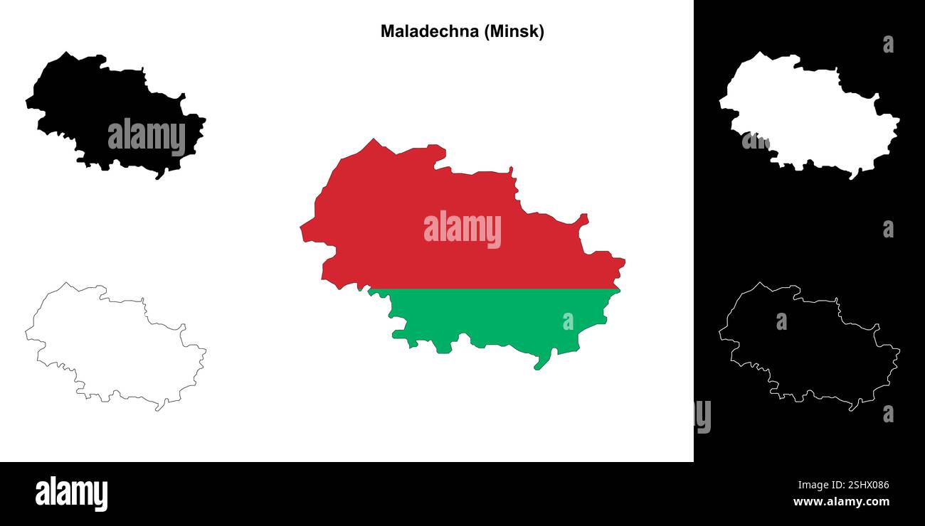 Maladechna Bezirk Umrisskarten Set Stock Vektor