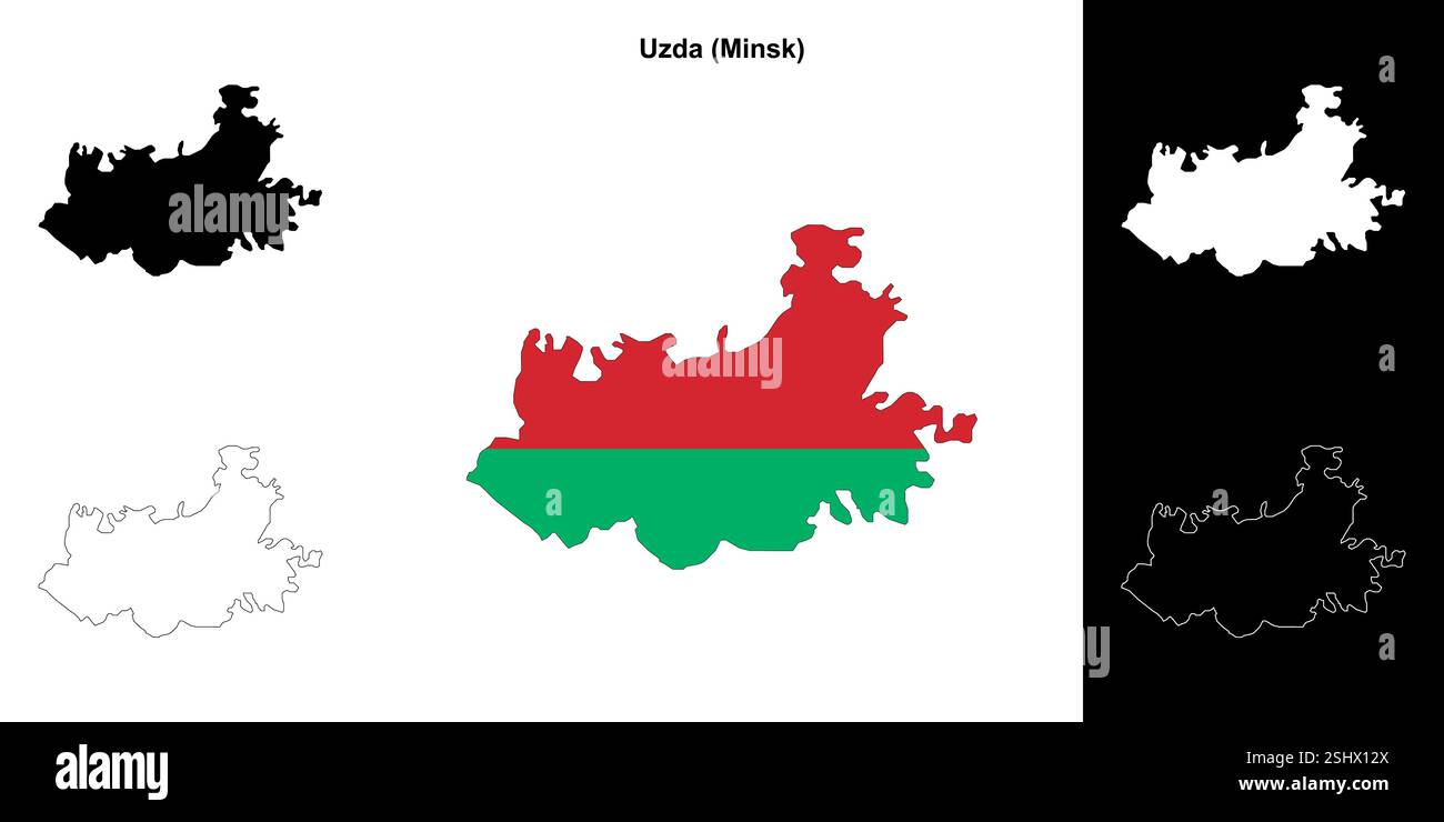 Uzda Bezirk Umrisskarte Set Stock Vektor