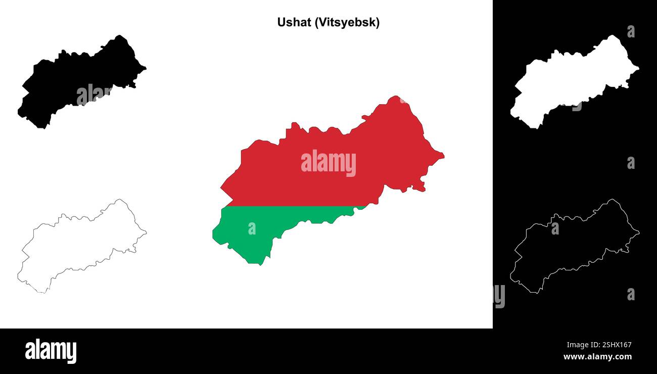 Ushat Bezirk Umrisskarten Set Stock Vektor