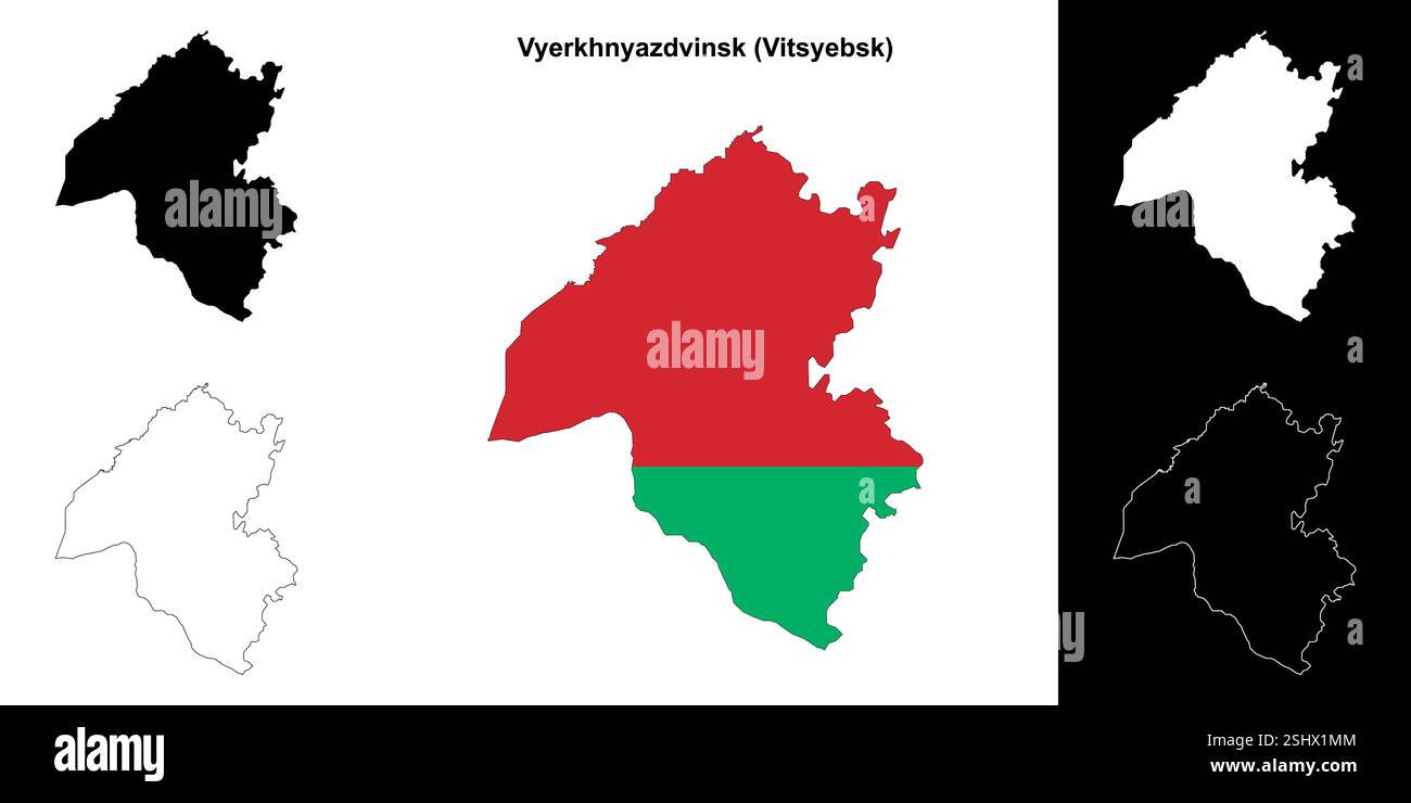 Bezirk Vyerkhnyazdvinsk Umrisskarte Set Stock Vektor