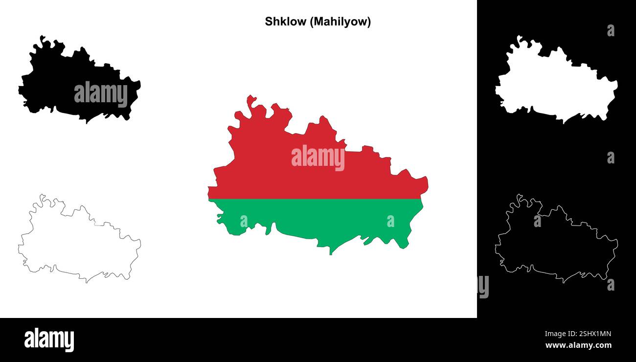 Shklow Bezirk Umrisskarte Set Stock Vektor