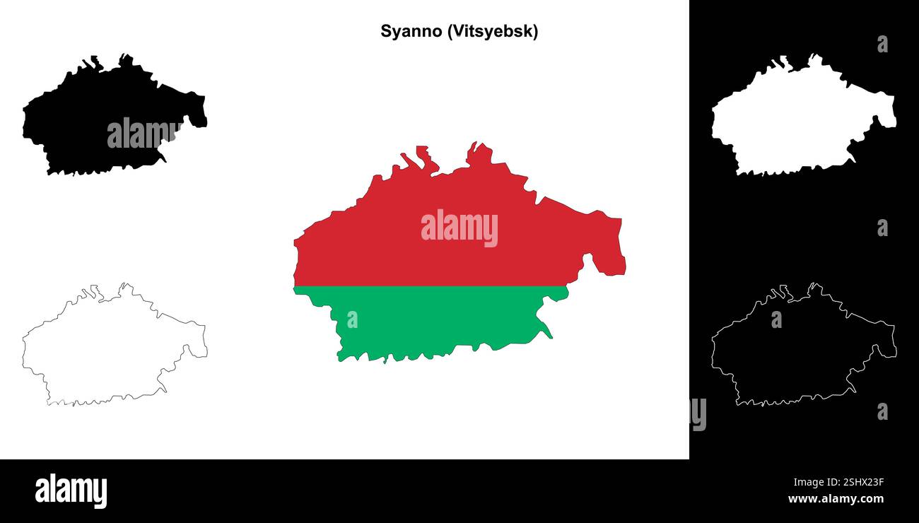 Syanno Bezirk Umrisskarten Set Stock Vektor