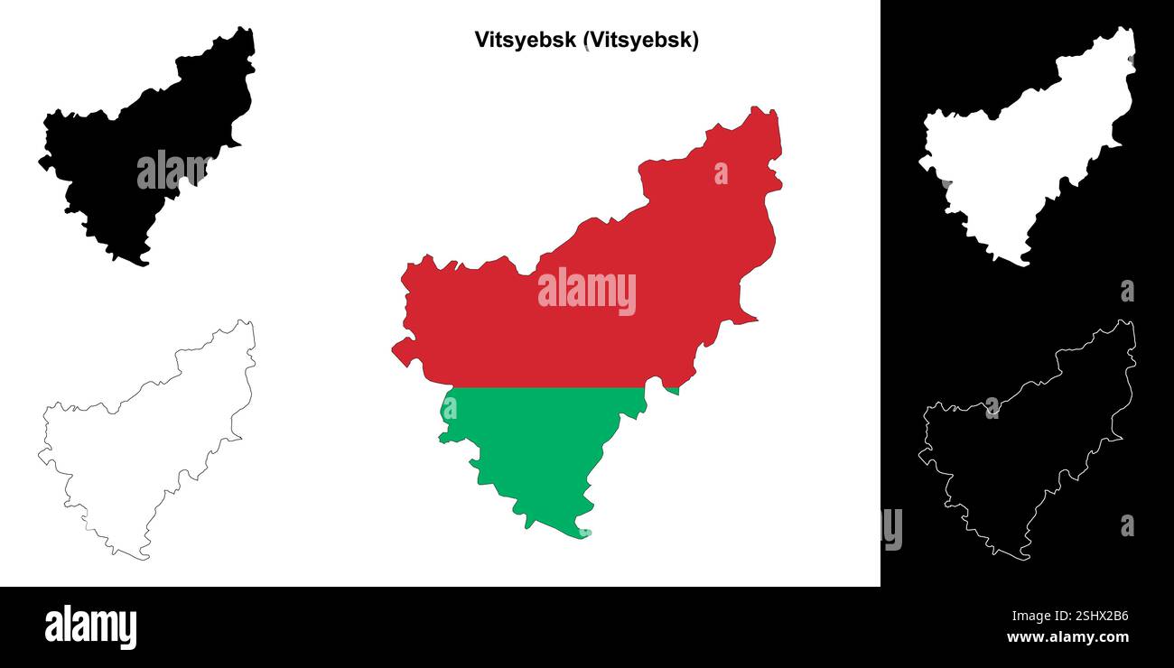 Bezirk Vitsyebsk Umrisskarte Set Stock Vektor