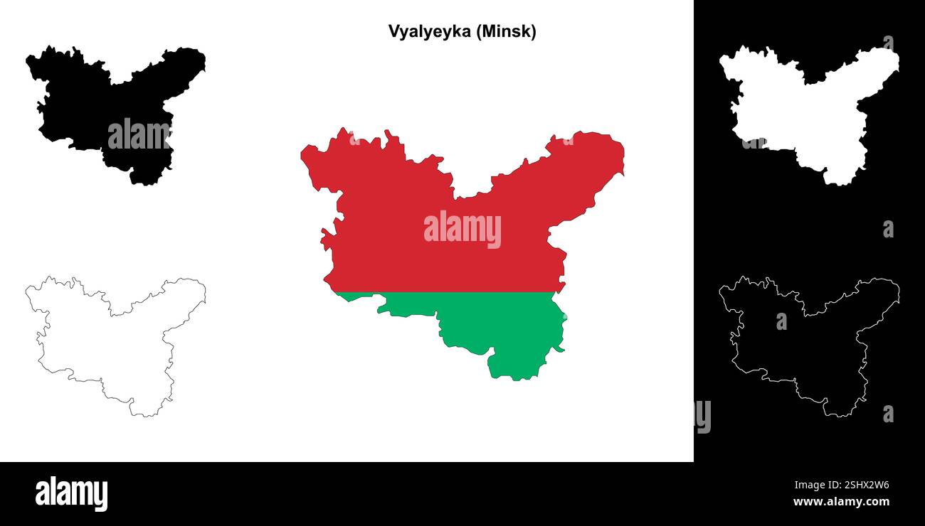 Vyalyeyka Bezirk Umrisskarte Set Stock Vektor