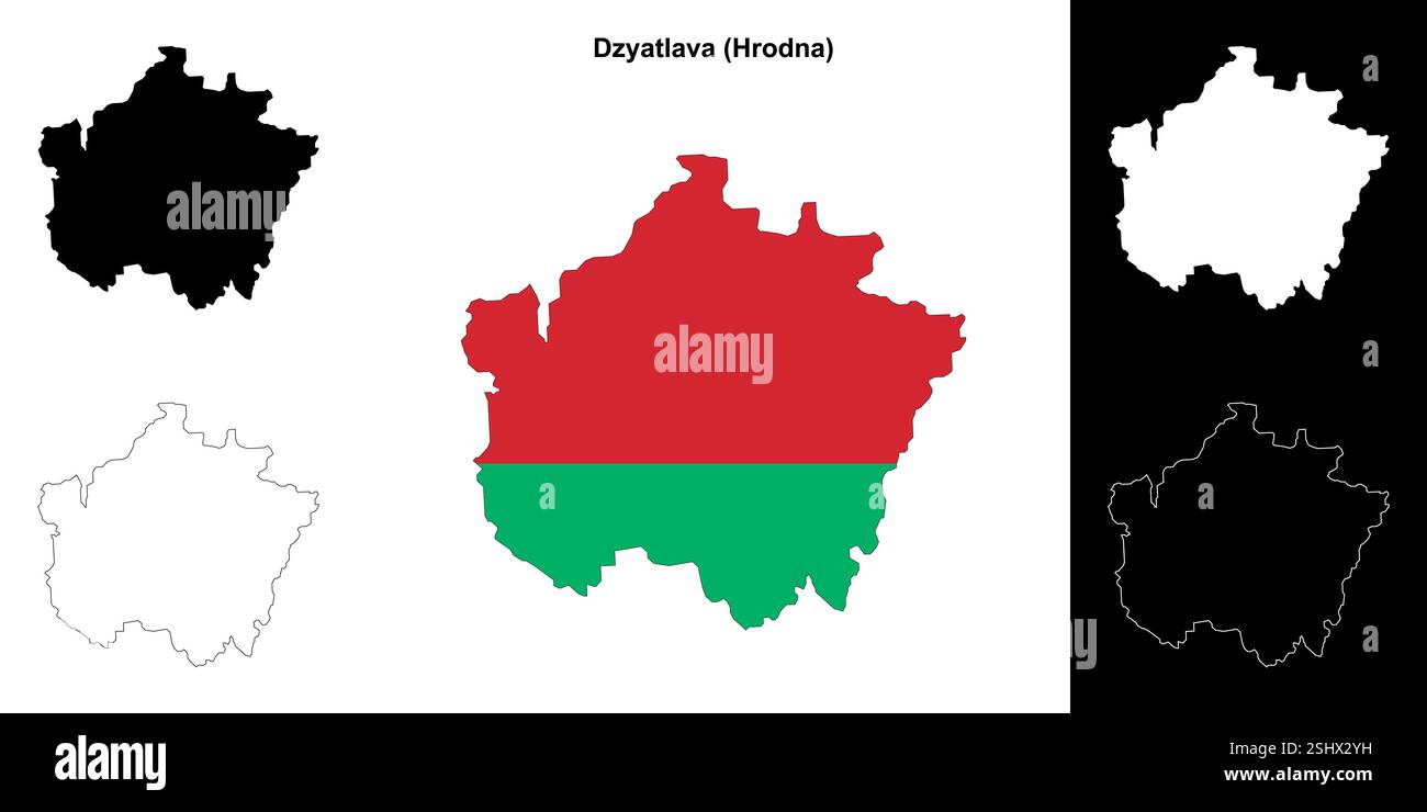 Dzyatlava Bezirk Umrisskarten Set Stock Vektor