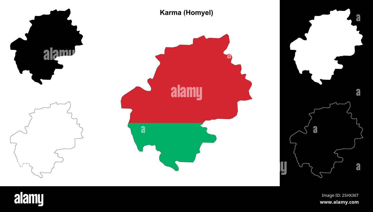 Karma Bezirk Umrisskarte Set Stock Vektor