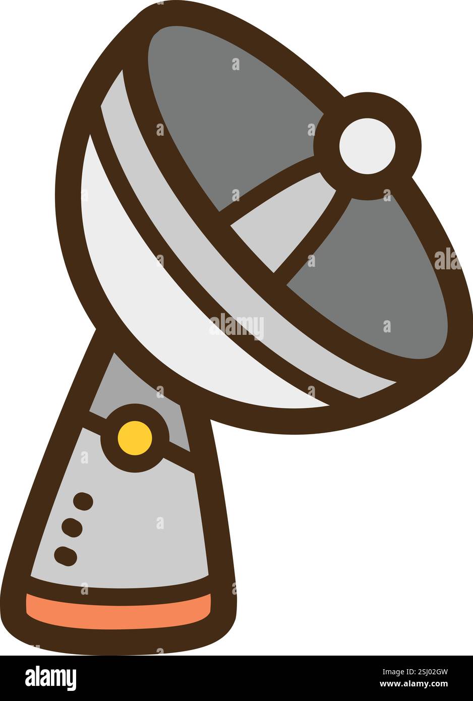 Parabolantennen-Vektor-Kritzelillustration und Grafik. Teil der Kommunikationskategorie. Stock Vektor