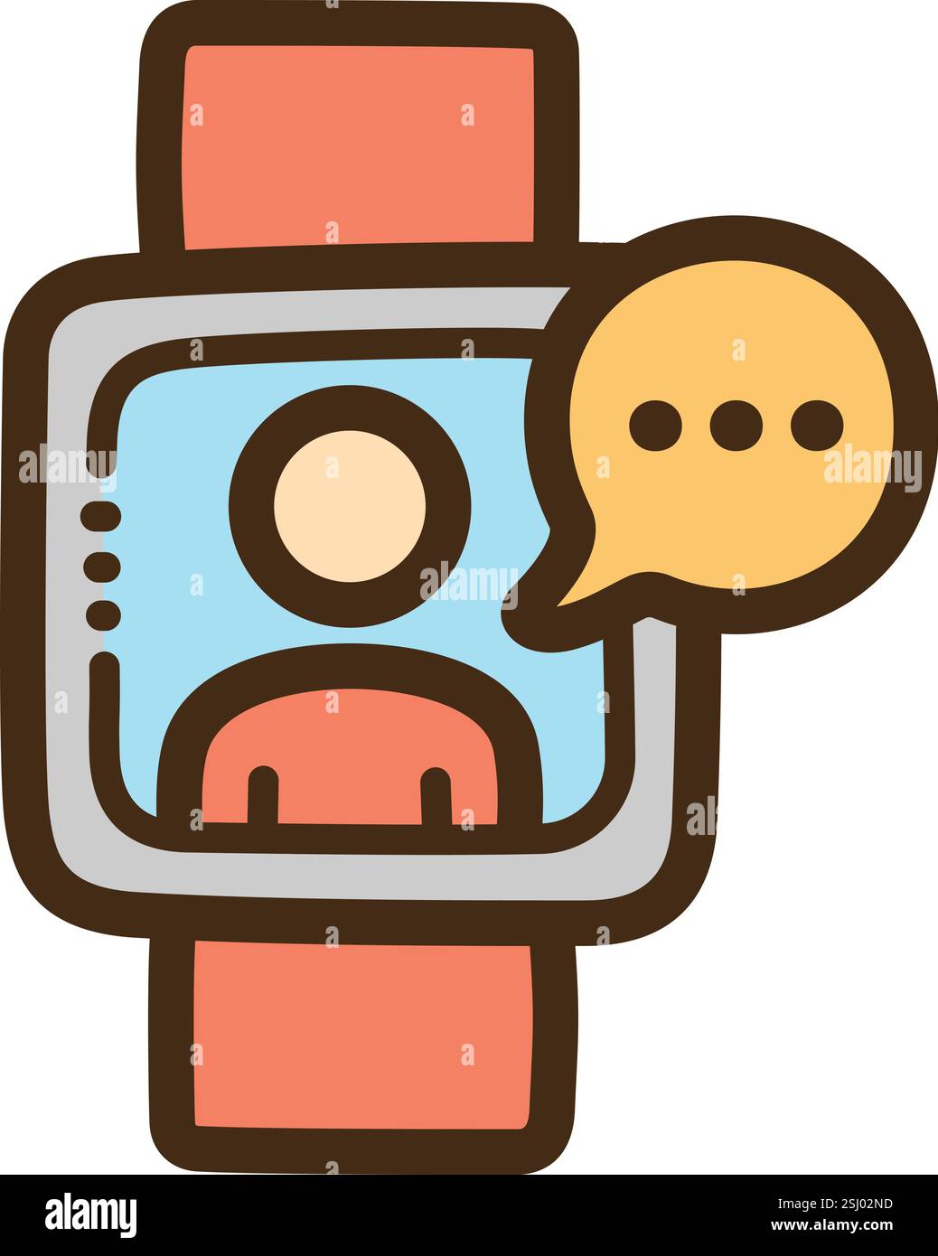 Smartwatch Vektor Kritzelillustration und Grafik. Teil der Kommunikationskategorie. Stock Vektor