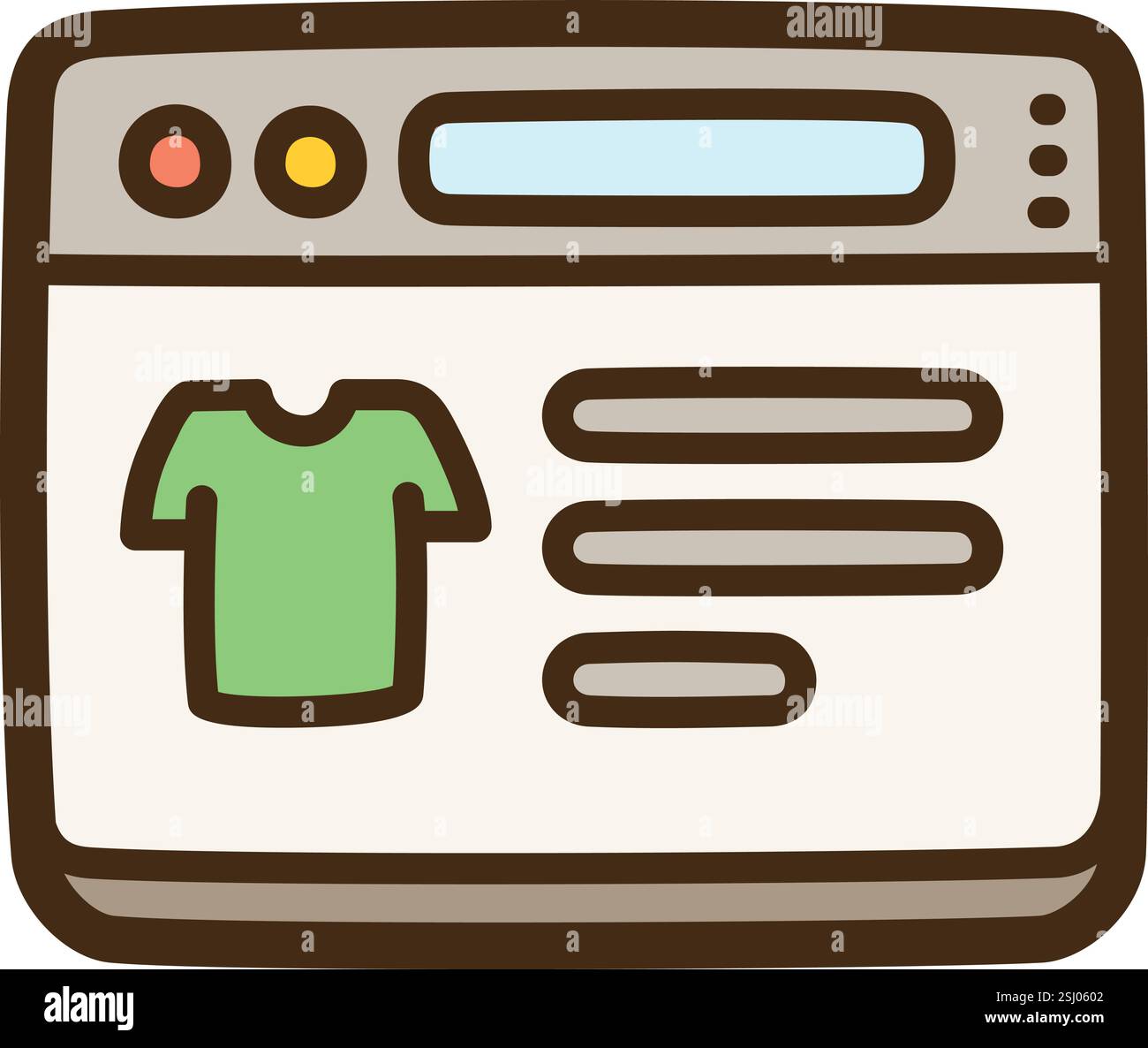 Website-Vektor-Kritzelillustration und Grafik. Teil der E-Commerce-Kategorie. Stock Vektor