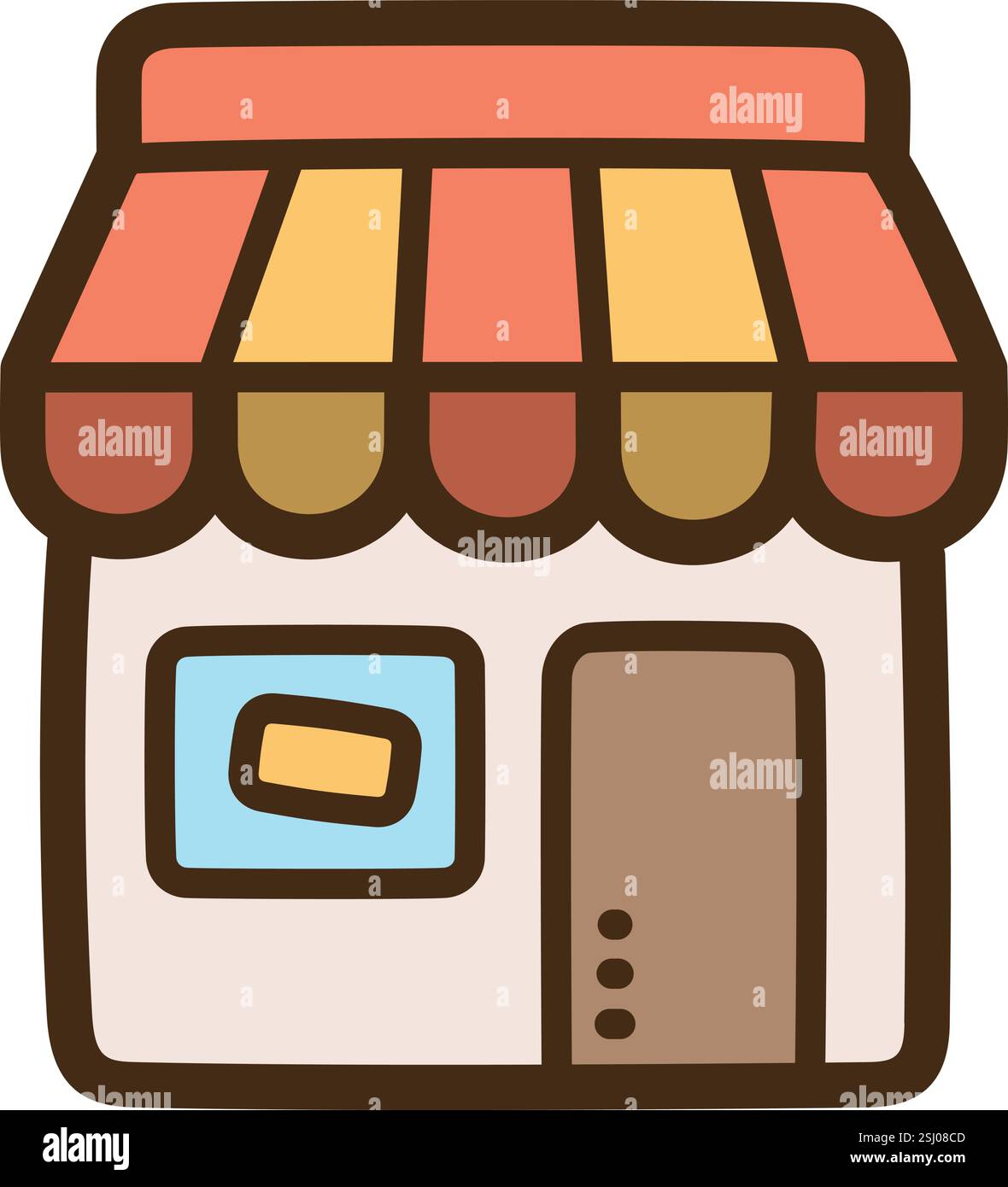 Marktplatz-Vektor-Doodle-Illustration und Grafik. Teil der E-Commerce-Kategorie. Stock Vektor