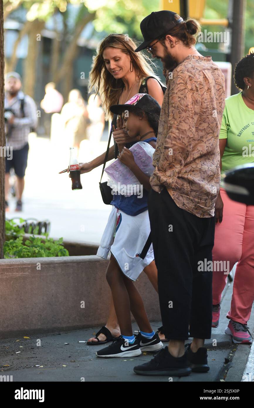 Heidi Klum, Lou Sulola Samuel und Beau Tom Kaulitz wurden am 5. Juli 2018 in New York City gesehen. Stockfoto