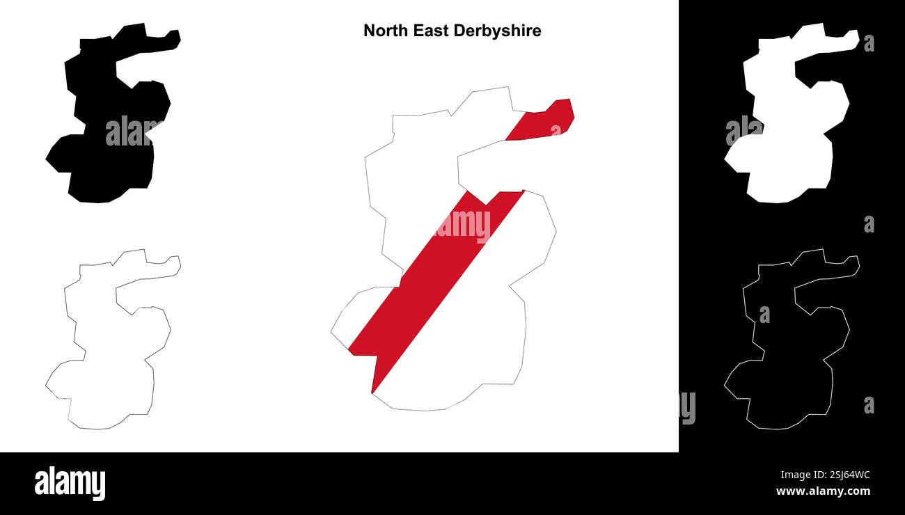 Nordost Derbyshire: Leere Umrisskarte Stock Vektor