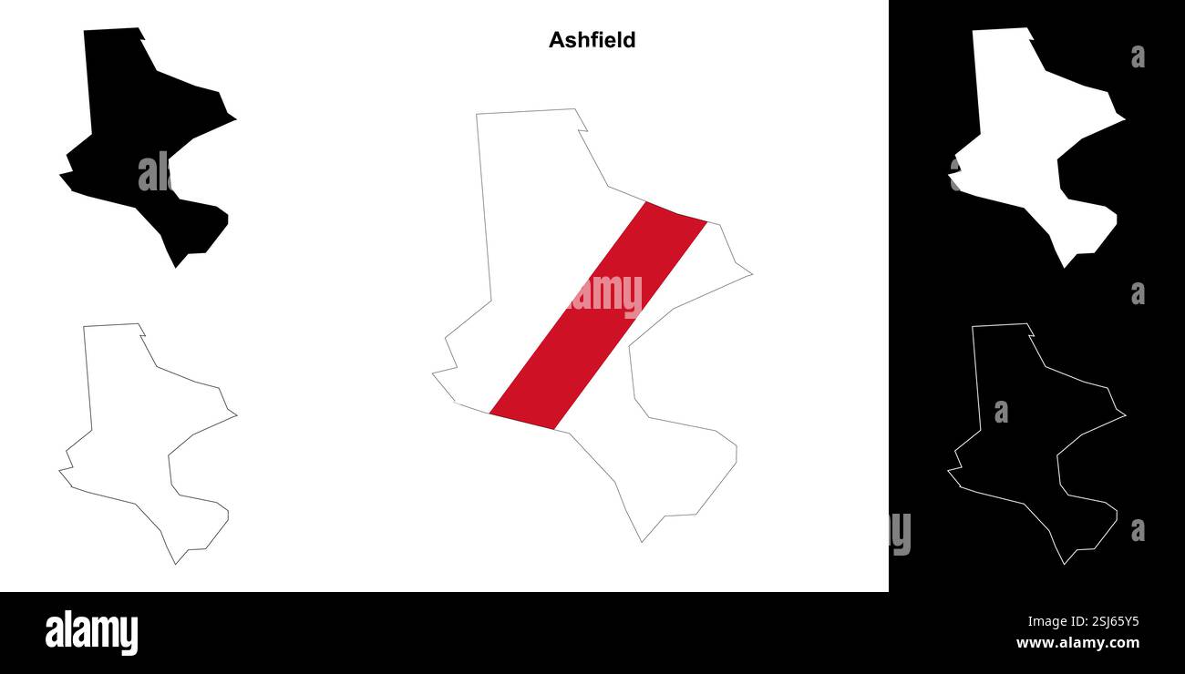 Ashfield leere Umrisskarte festgelegt Stock Vektor Ashfield leere Umrisskarte festgelegt Stock Vektor