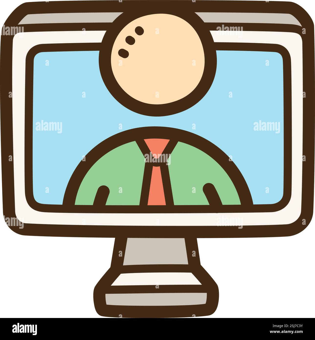 Online-Lehrer-Vektor-Kritzelillustration und Grafik. Teil der e-learning-Kategorie. Stock Vektor