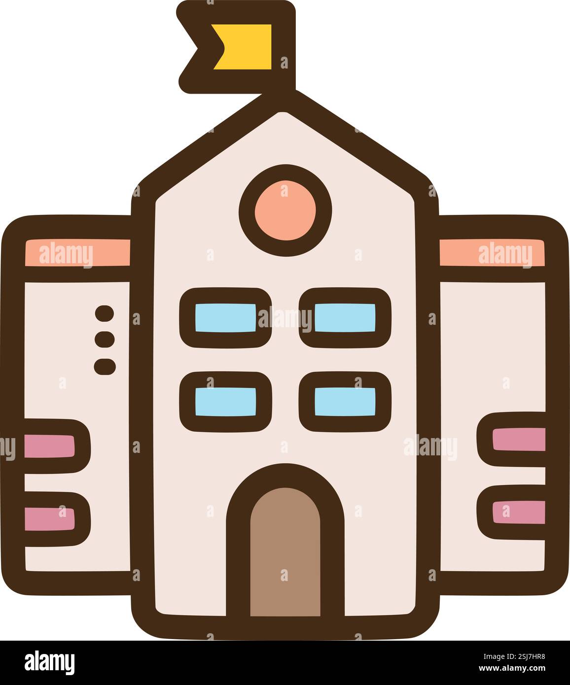 Universitätsvektor-Kritzelillustration und Grafik. Teil der Bildungskategorie. Stock Vektor