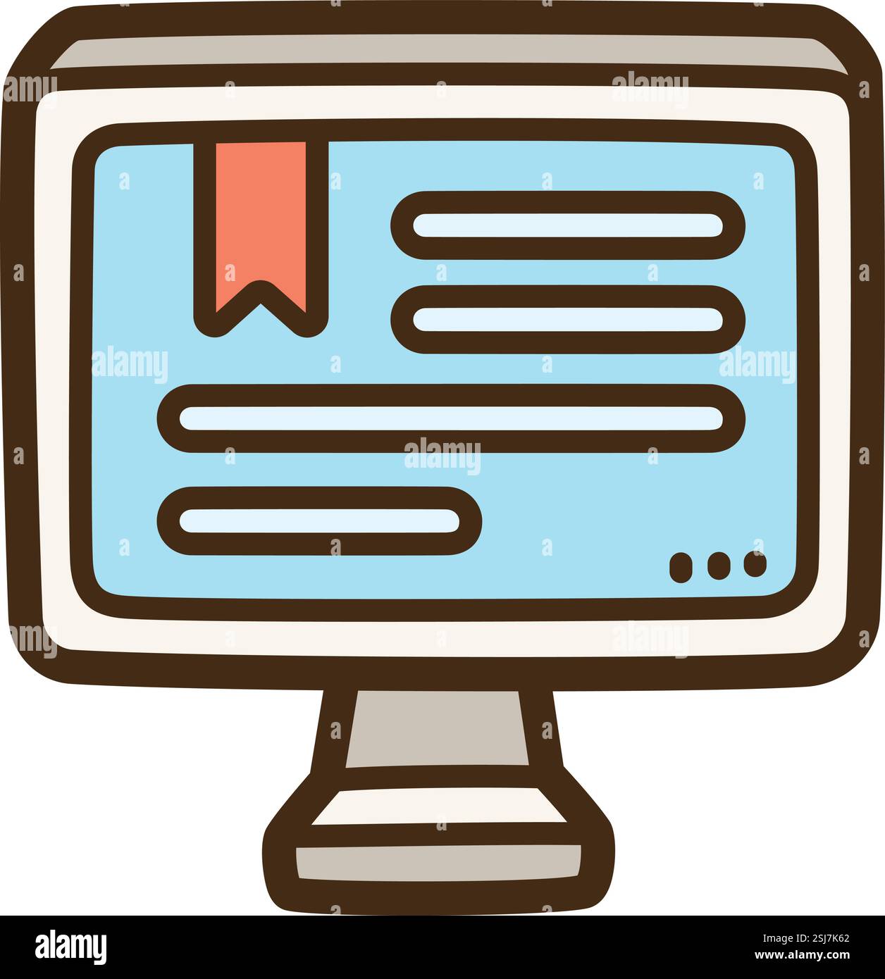 Desktop-Computer-Vektor-Doodle-Illustration und Grafik. Teil der e-learning-Kategorie. Stock Vektor
