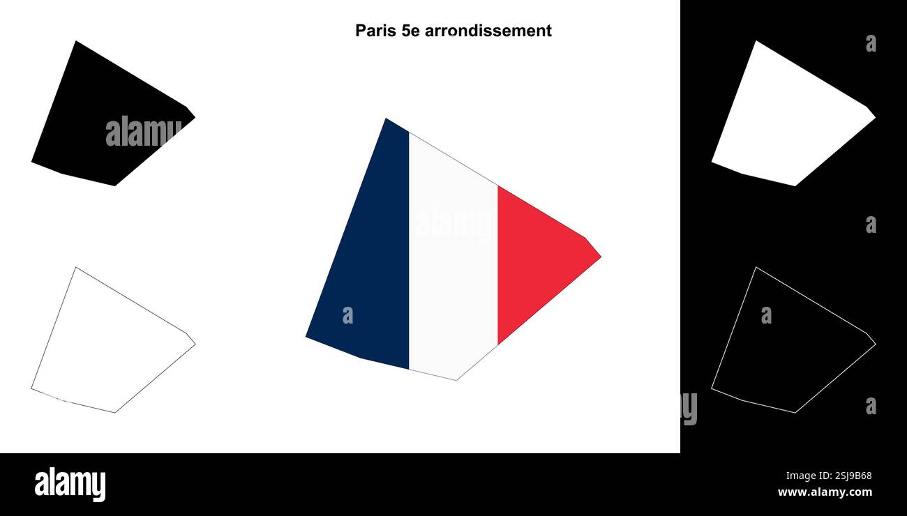 Paris 5e Arrondissement Arrondissement Umrisskarten Set Stock Vektor