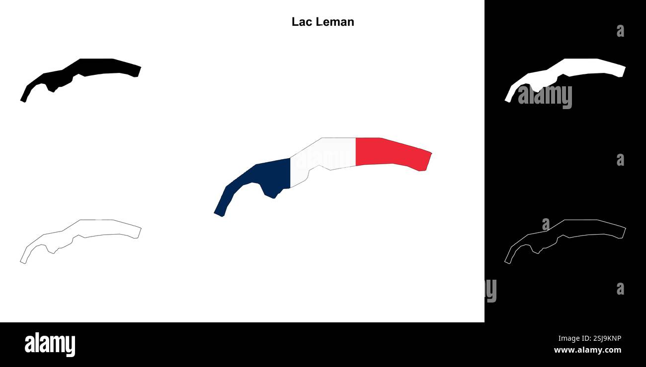 LAC Leman Arrondissement Umrisskarte Set Stock Vektor