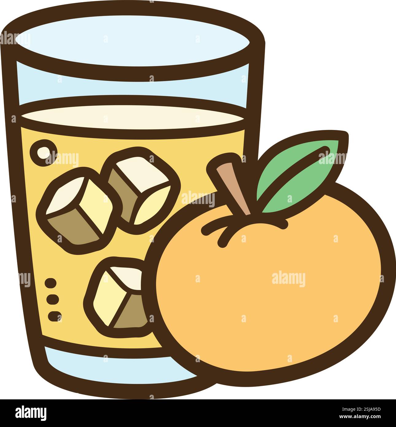 Orange Getränk Vektor Kritzelillustration und Grafik. Teil der Kategorie Frischgetränke. Stock Vektor