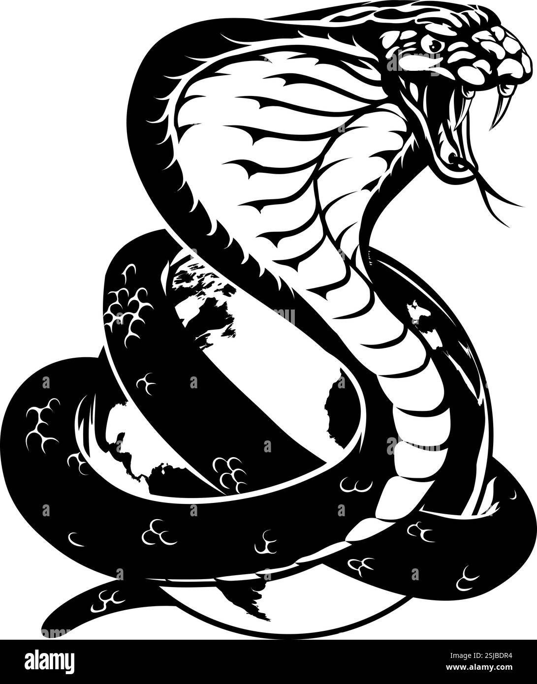 Cobra Snake World Earth Globe Konzept Stock Vektor