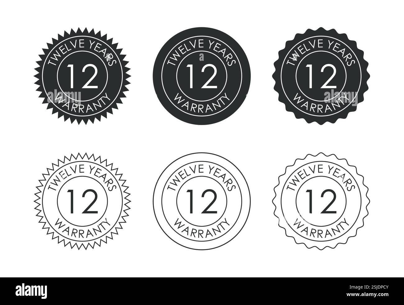 Werbung für 12 Jahre Garantie, Symbol für Garantie-Logo Stock Vektor