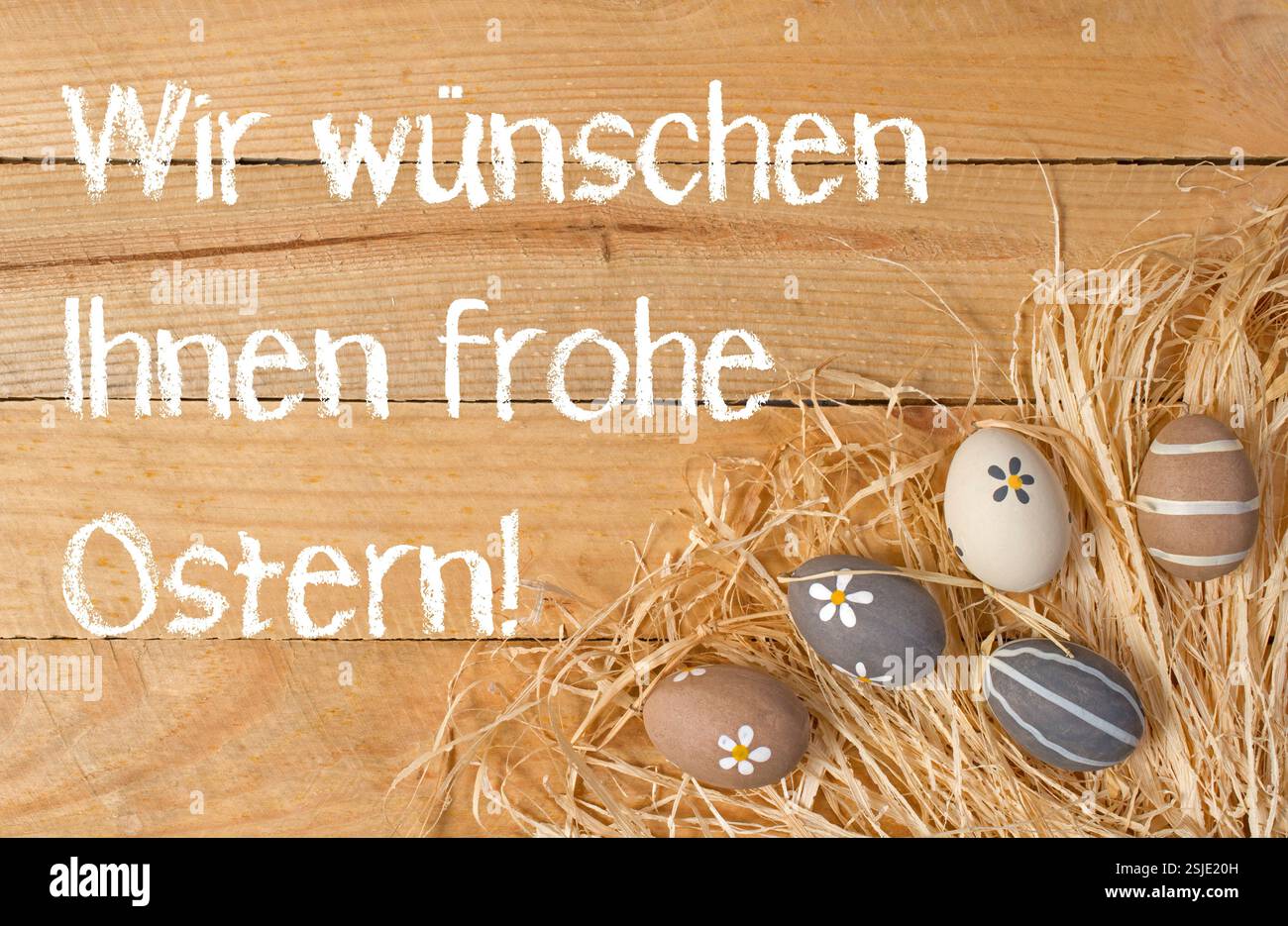 Wir wünschen Ihnen frohe Ostern Stockfoto
