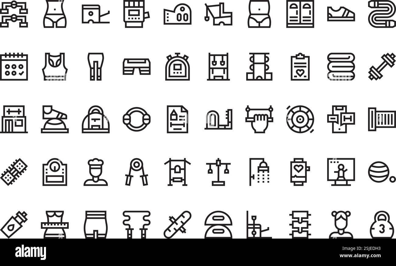 Hochwertige Sammlung von Vektorsymbolen mit editierbarer Kontur. Ideal für professionelle und kreative Projekte. Stock Vektor