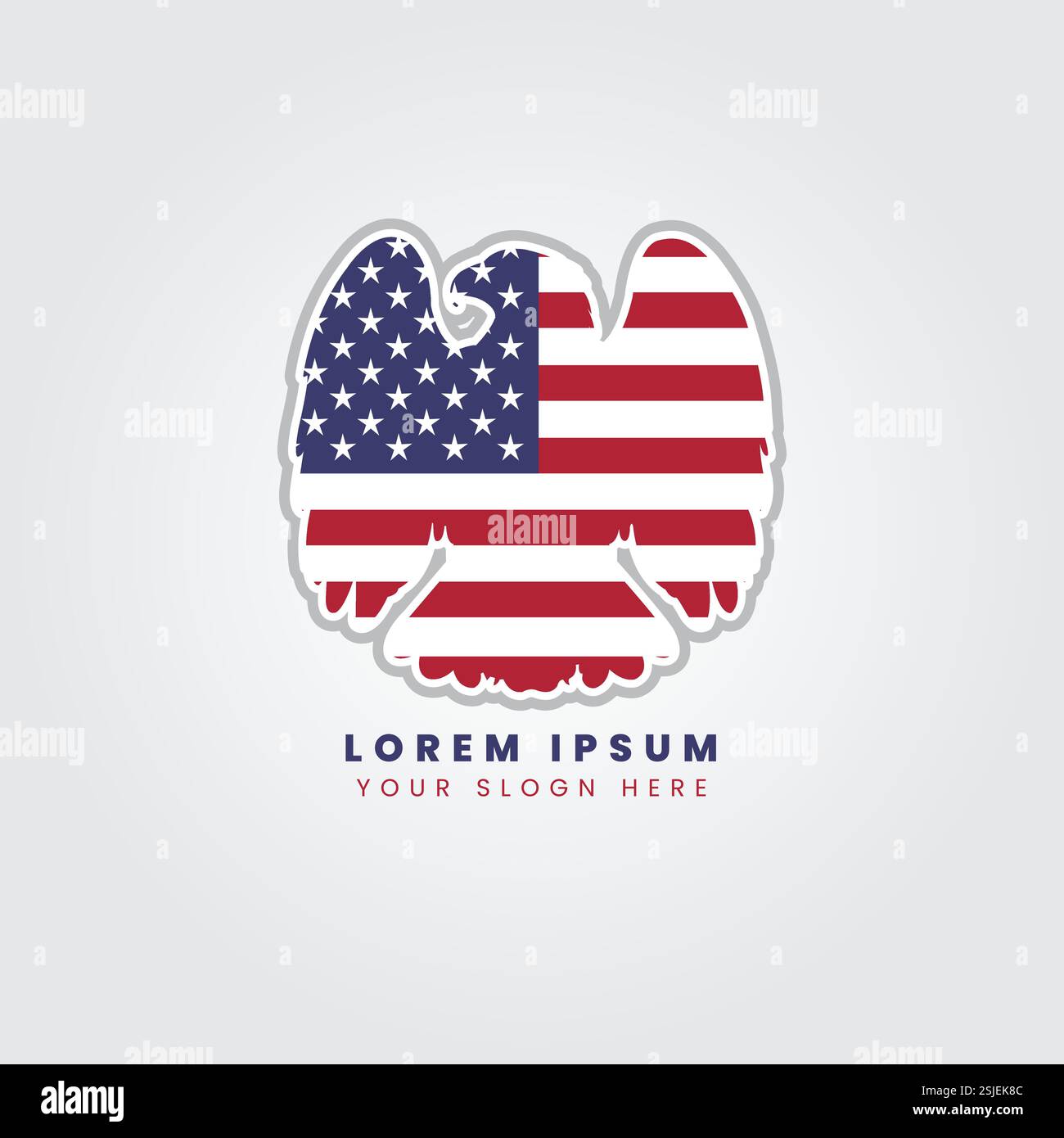 Eagle-Logo mit amerikanischer Flagge und Platzhaltertext Stock Vektor