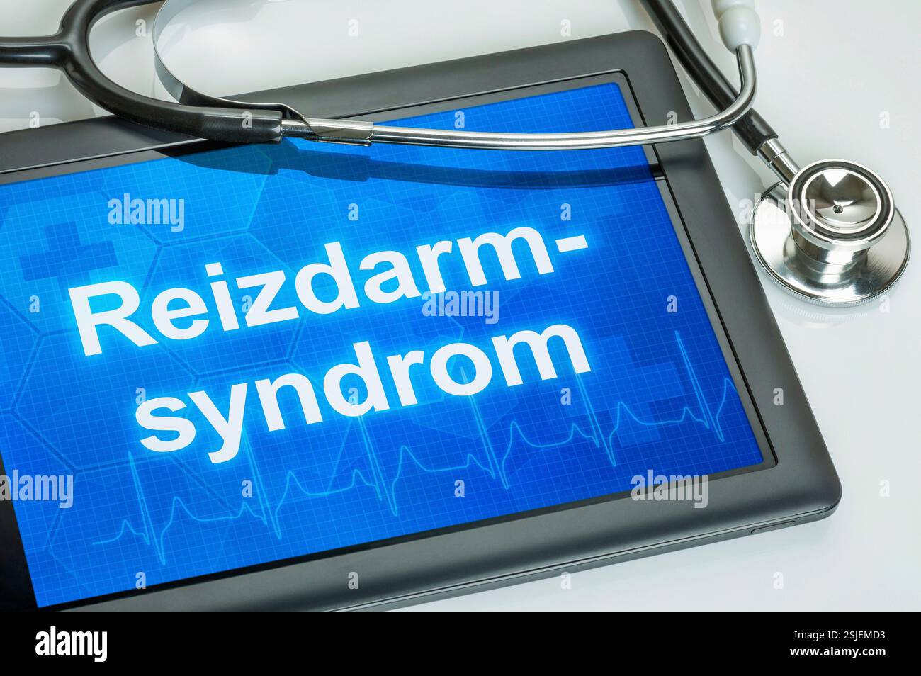 Tablette mit dem Text Reizdarmsyndrom auf dem Display Stockfoto