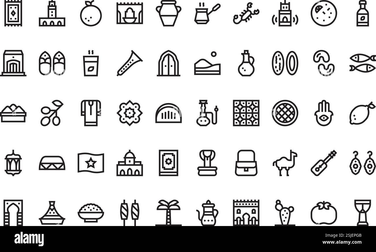 Hochwertige Sammlung von Vektorsymbolen mit editierbarer Kontur. Ideal für professionelle und kreative Projekte. Stock Vektor