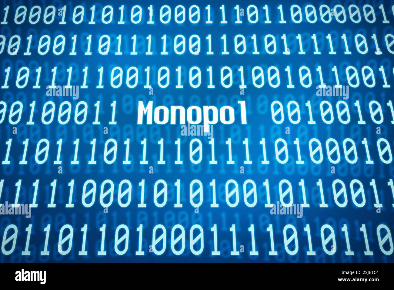 Binärcode mit dem Wort Monopoly in der Mitte Stockfoto