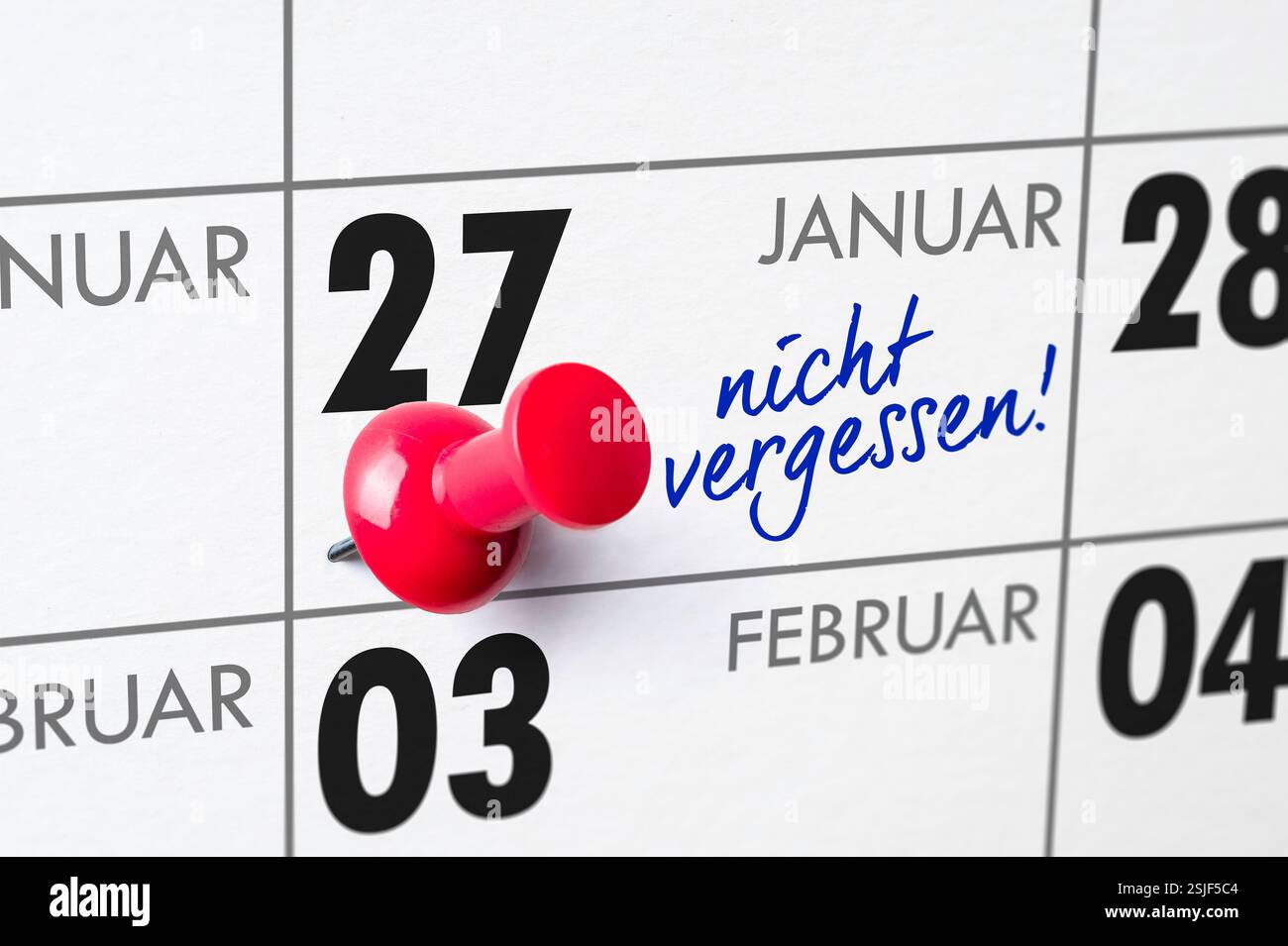 Wandkalender - 27. Januar Stockfoto