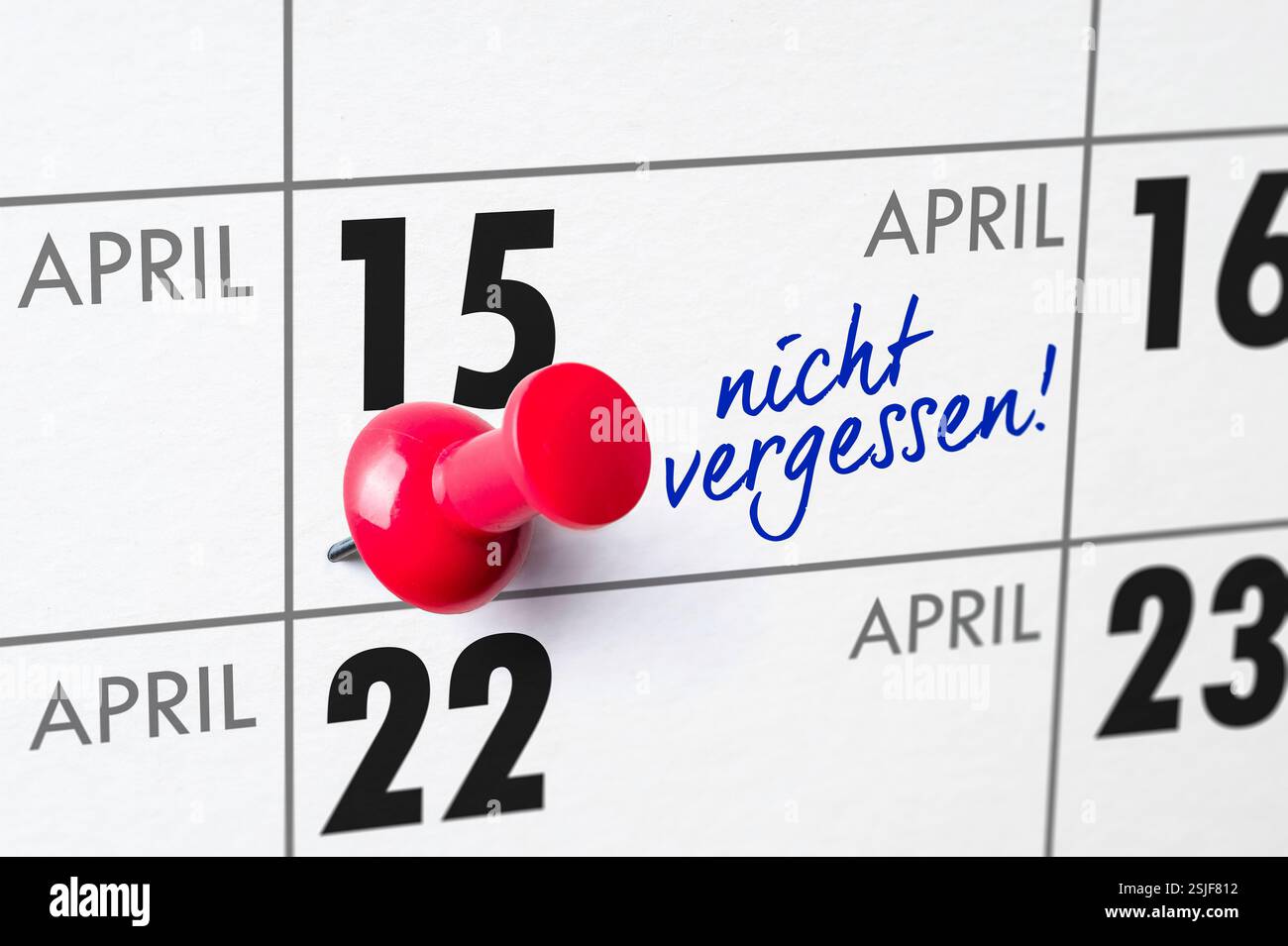 Wandkalender - 15. April Stockfoto